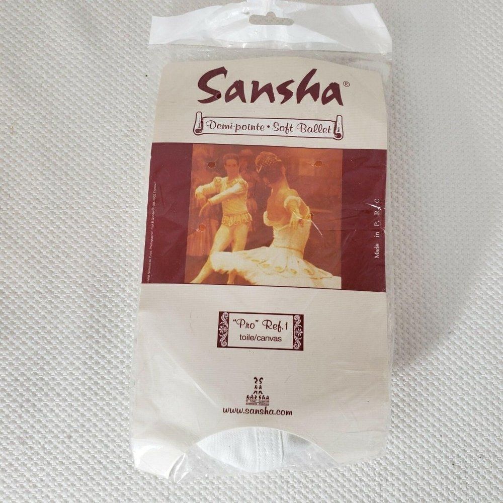 Sansha Demi Pointe White Soft Ballet Shoes Pro Ref 1 Canvas Size 6 Width M